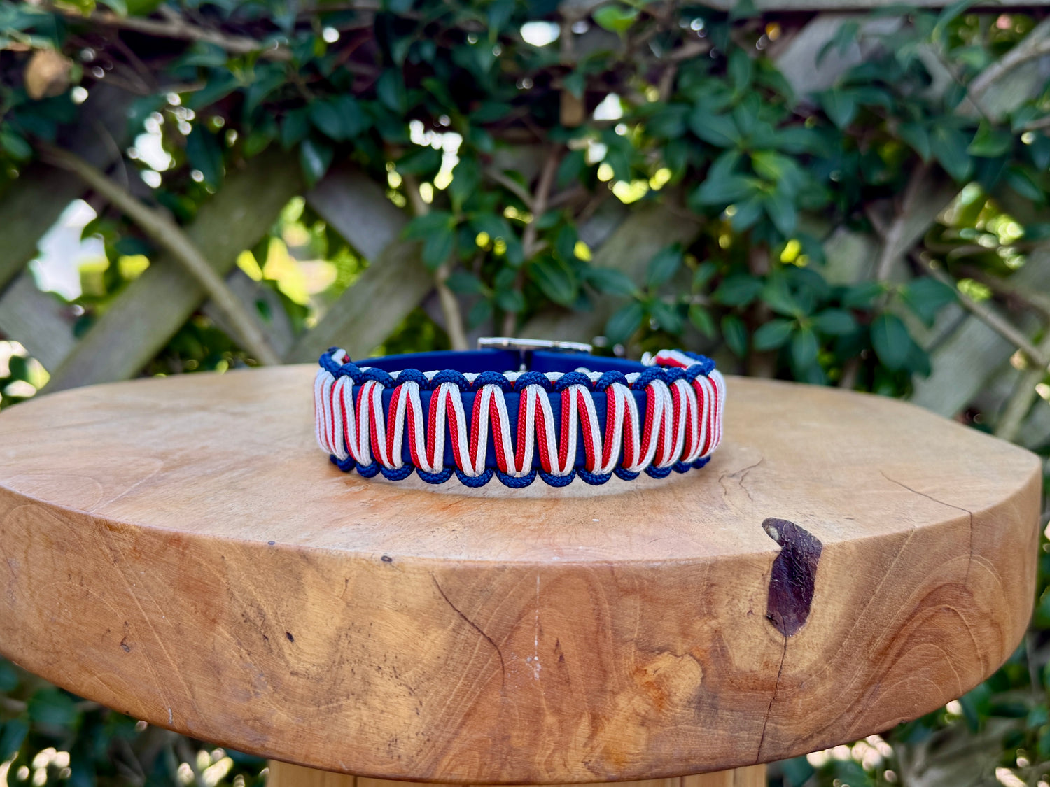 White, Red and Blue Flag Classic Biothane Collar